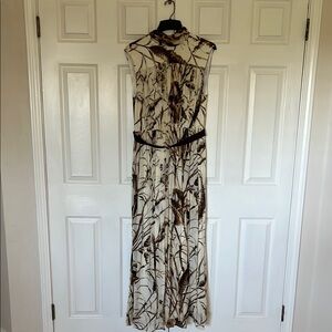 Elegant Black and Cream Floral Maxi Dress